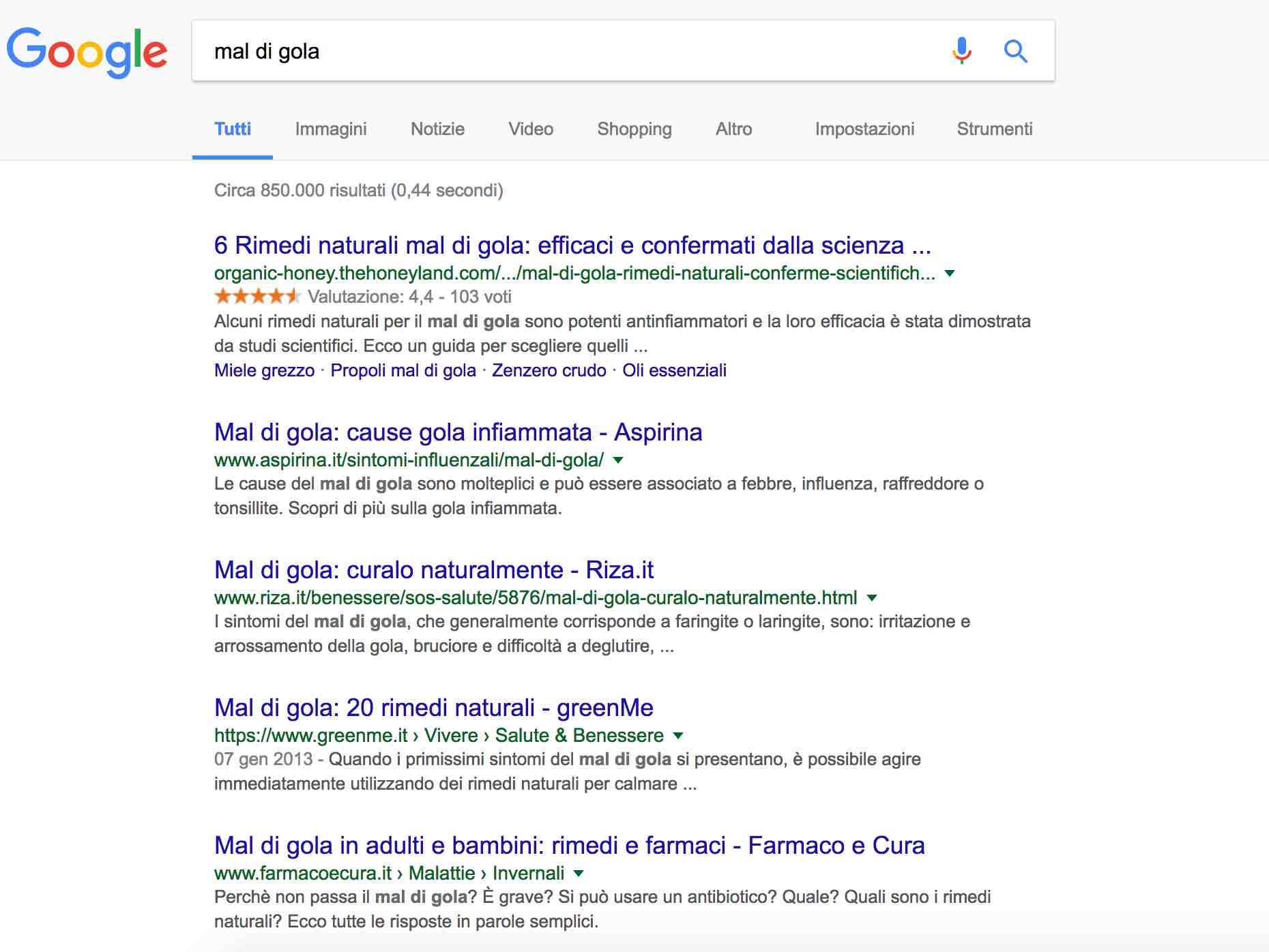 mal di gola