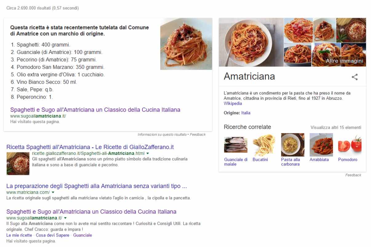 Amatriciana su Google